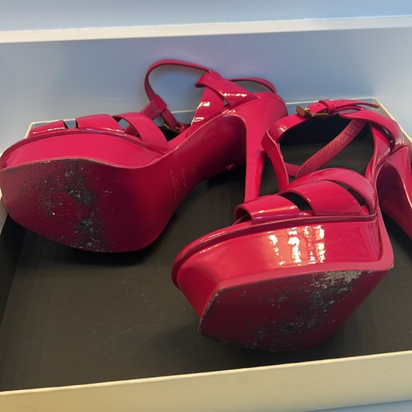 Ysl Saint Laurent Fuschia Tribute Sandals Size 37 - Picture 4 of 9